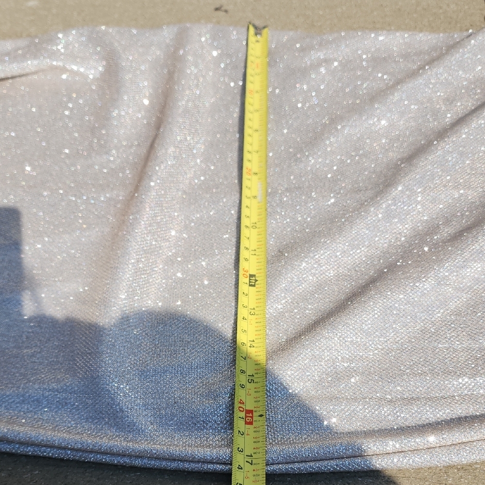 (M) NWT Elegant Silver Off-Shoulder Prom Dress Back Slit Night Glamorous Fancy - Picture 6 of 7